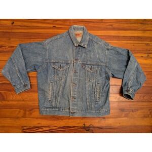 VINTAGE LEVI'S Mens L Denim Blue Jean Trucker's Jacket 70507-0214 Made in USA